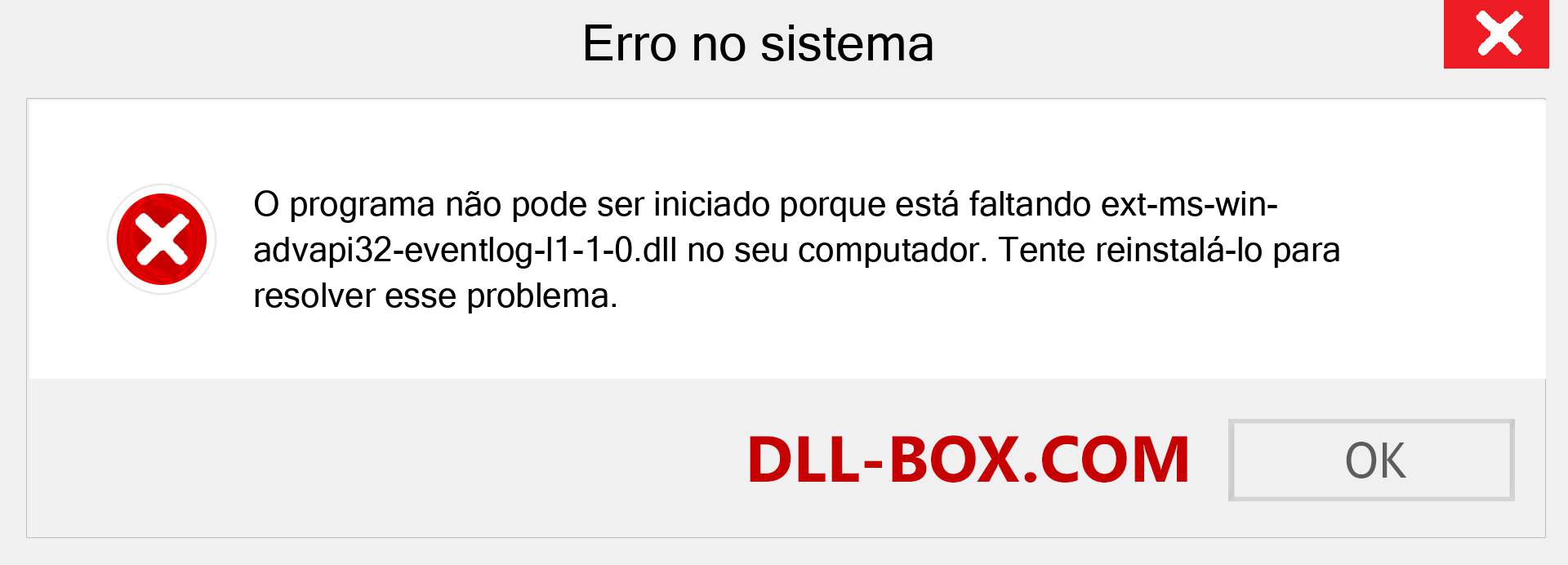 Arquivo ext-ms-win-advapi32-eventlog-l1-1-0.dll ausente ?. Download para Windows 7, 8, 10 - Correção de erro ausente ext-ms-win-advapi32-eventlog-l1-1-0 dll no Windows, fotos, imagens